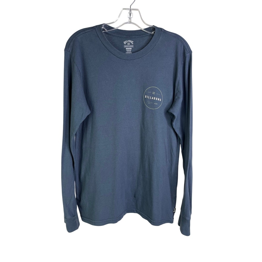 Billabong T-Shirt Mens Small Premium Dark Slate Blue Long Sleeve Surf Beach