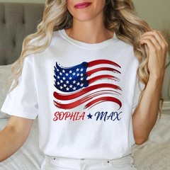 Custom Patriotic Couple Shirt, American Flag Couple Tee, Matching 4th Of July