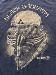 Black Sabbath T-Shirt Mens Medium Black Faded Y2K Henry Pilot Triforce Rock Logo
