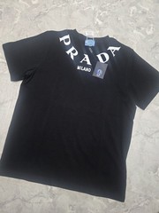 PRADA Men’s Black L Crew Neck Short Sleeve Logo Graphic Print T-Shirt
