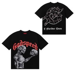 Summer New Style Skull Rock Band Letter Print Short-sleeved T-shirt GOD1
