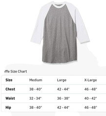 Soffe Men’s Classic Heathered Baseball Tshirt Size Large