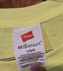 Hanes Ecosmart Short Sleeve T-Shirt Yellow sz Large 5170 LOT of 4