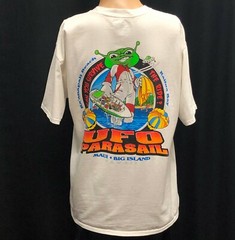 Hawaiian UFO Parasail T Shirt Mens Large Can Survive The Ride Alien Shaka Maui