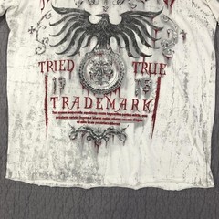 Affliction Shirt Men XL White Tried True Trademark Eagle Graphic Biker Red Foil