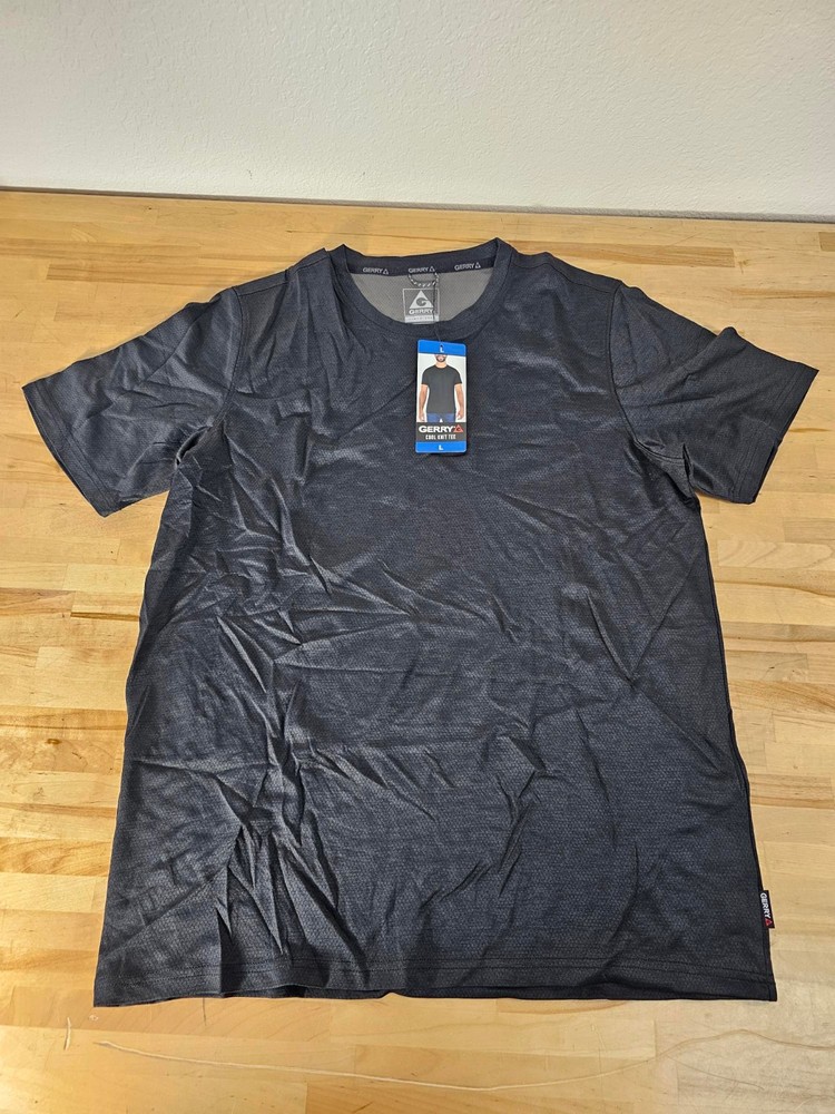 L / LARGE – BLACK – Gerry Men’s Lightweight Cool Knit Active Gym Tee Shirt