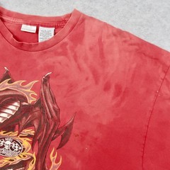Vintage Y2K No Boundaries Mens XL Red Draggin Cobra Graphic T-Shirt Distressed