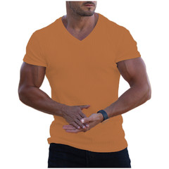 For Gym Training Men V Neck T Shirt Casual Wear Style Polyester Fiber Fabric