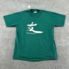 VINTAGE People Republic Of China Shirt Men M Green PRC English Single Stitch 90s