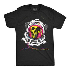 Mens Funny T Shirts Rainbow Astronaut Skull Cool Graphic Tee for Men