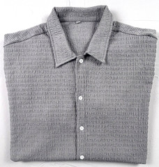 Men’s 4XL Gray Textured Fabric Shorts Sleeve T-shirt Soft Corrugated Stretch