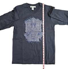 Andres Velasco Mens L Long Sleeve Graphic V-Neck Gray Y2K Clubwear Retro 90s