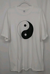 New Men’s YIN YANG T-Shirt XL Taoism 100% Cotton White Short Sleeve