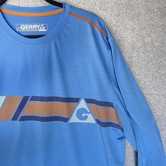 Men’s GERRY XL Long Sleeve Sun Protection Shirt Hiking Blue Orange Striped