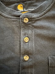 Carhartt Mens Original Fit Thermal Henley Shirt Size Large Black Work Outdoor
