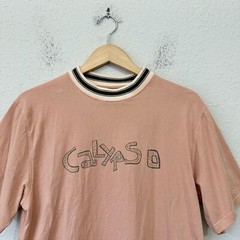 NICHOLAS DALEY Crew Neck T-Shirt Mens Sz M Apricot Calypso Graphic Tee SS Cotton