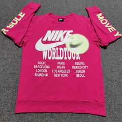 Nike Shirt Mens Small Fireberry Pink Sportswear World Tour Glow In The Dark Tee