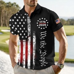 HOT!!! 250th Birthday Patriotic Polo Mens USA 1776-2026