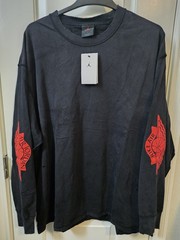 Nike Air Jordan Long Sleeve ‘Distressed Look’ T-Shirt Black/Red Men’s XXL NWT