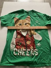 Ugly Christmas Shirt Cat Men’s Drunk Cheers Kitty Drinking Eggnog Party Medium
