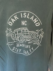 Oak Island Beach Life Green L/S T-Shirt Men’s S Stay Salty