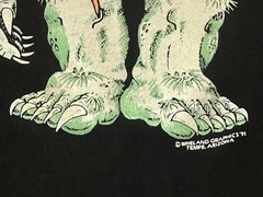 Vintage 90s Halloween Monster XL Black Glow In The Dark T Shirt Made In USA