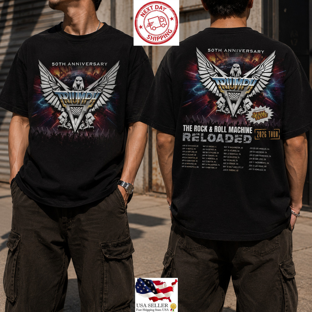 Triumph 50th Anniversary Reloaded 2026 Tour Double Sided Rock Tee