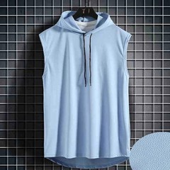 Camiseta Sin Mangas Hombre Con Capucha Color Sólido Casual