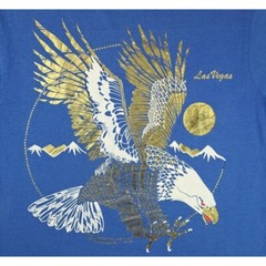 Vintage Las Vegas Screen Stars T Shirt Large Blue Gold Foil Eagle Robert Walton