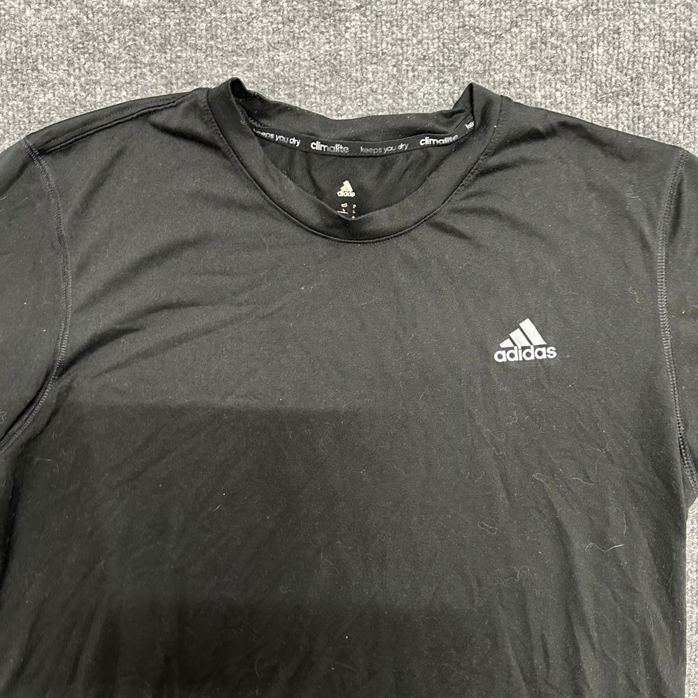 Adidas T-Shirt Mens Size L Black Climalite Athletic Performance Short Sleeve Gym
