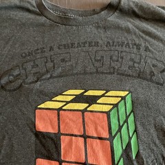 Rubiks Cube Once A Cheater Always A Cheater Gray T-shirt Sz L Large