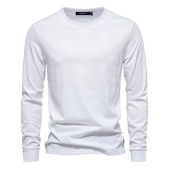 Solid Color Cotton T Shirt Men Casual O-neck Long Sleeved Mens Tshirts