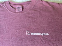 Comfort Colors Merrill Lynch T-Shirt Mens Medium Maroon Corporate Bull Logo Tee