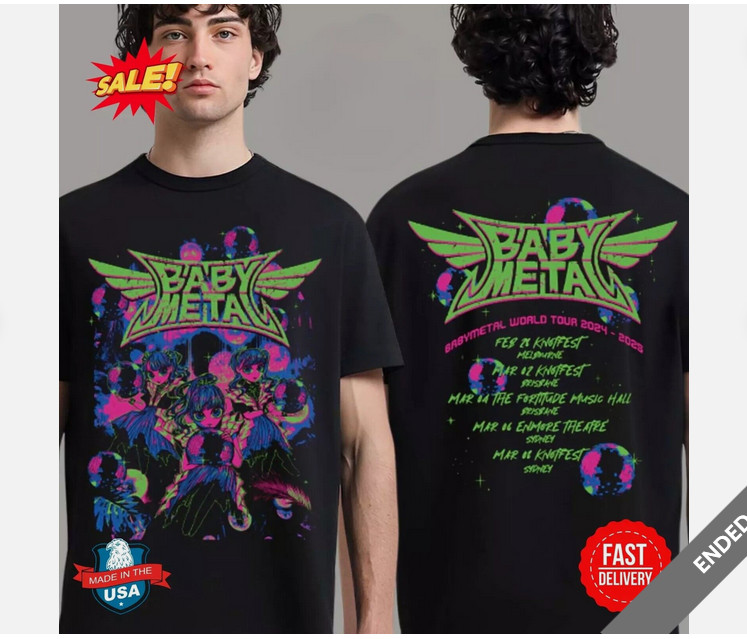 Babymetal World Tour 2024 2025 Australia T-Shirt, 2 Styles Shirt for Fan.