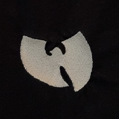 Wu-Wear Wu-Tang Clan Shirt Medium Black Embroidered Spellout Ribbed Collar Logo