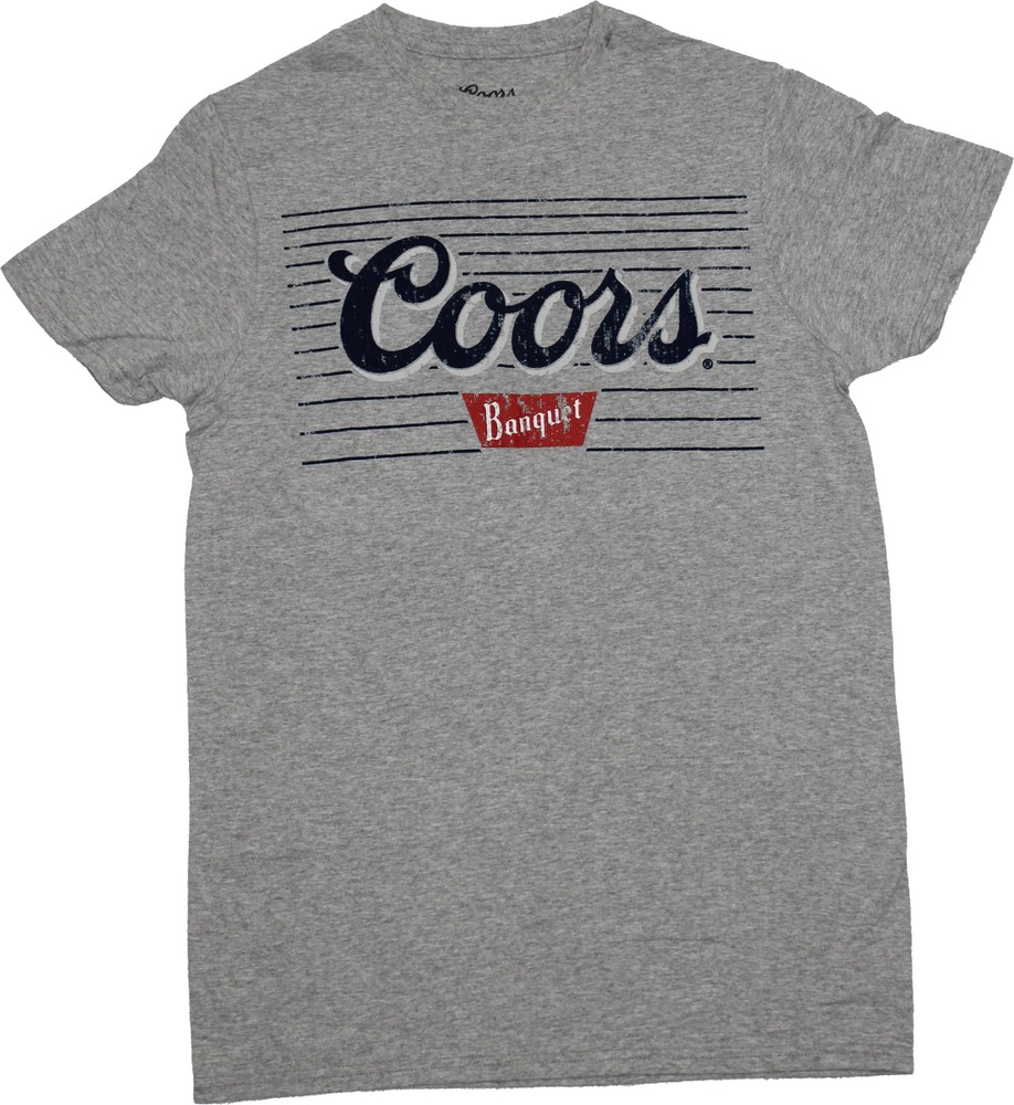 Coors New Adult T-Shirt – Banquet Distressed Lined Logo