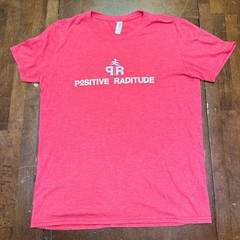 VTG Anvil T-Shirt Mens Small Red Positive Raditude Graphic Tri-Blend Paper Thin