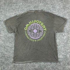 New Look T-Shirt Mens Size M Gray Omnipotent Graphic Eye Globe Streetwear
