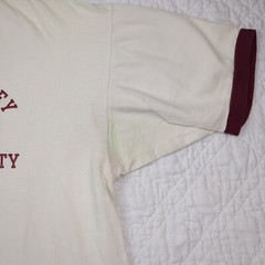 VTG Champion Bradley Uni White Ringer Tee Size XL Made in USA Single Stitch