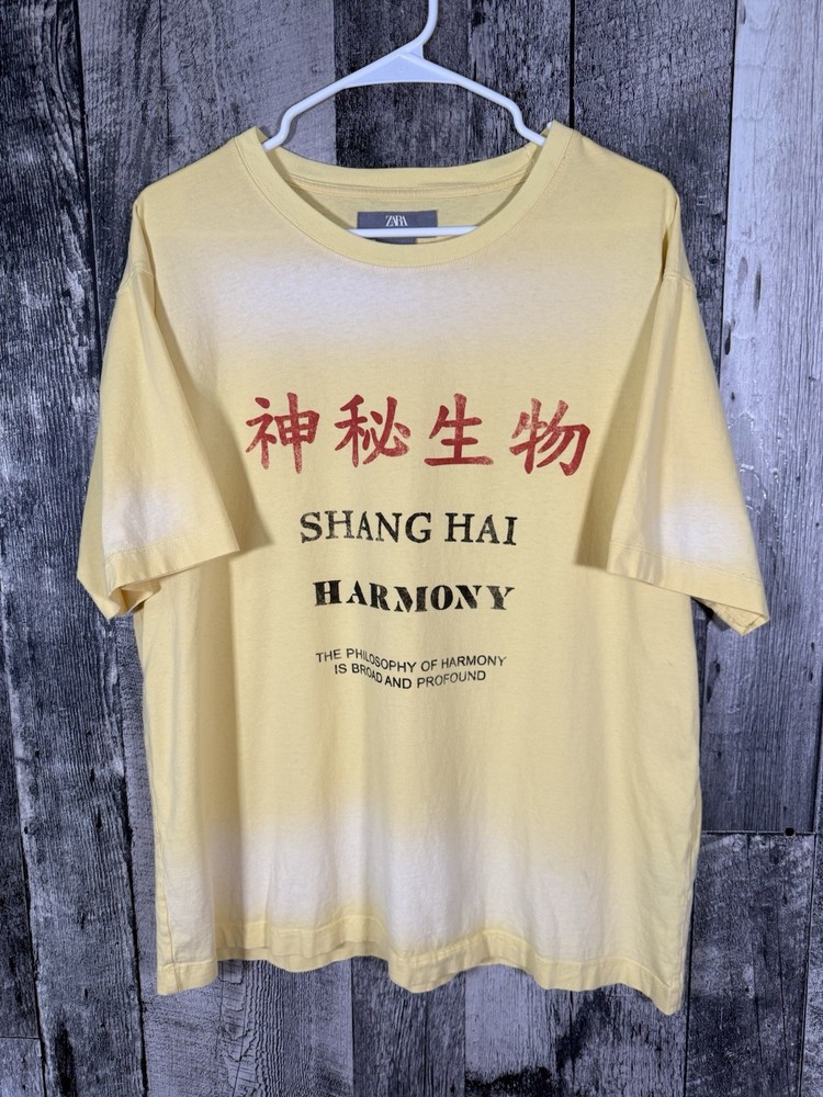 Zara Man Shanghai Edition Yellow T-shirt Size XL Harmony