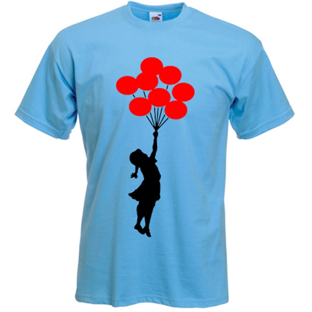BANKSY BALLOON GIRL T-SHIRT – Balloons – Choice Of Colours – Size S to XXXL