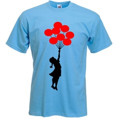 BANKSY BALLOON GIRL T-SHIRT – Balloons – Choice Of Colours – Size S to XXXL