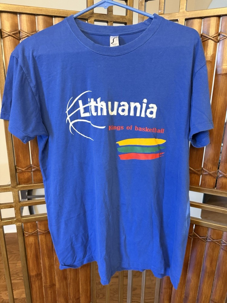 Lithuania Kings of Basketball Shirt Sz L Blue SOL’S Regent Euro FIBA Style Tee