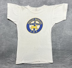 Vintage 50s Forest Rangers COF T-Shirt Size S Champion Running Man