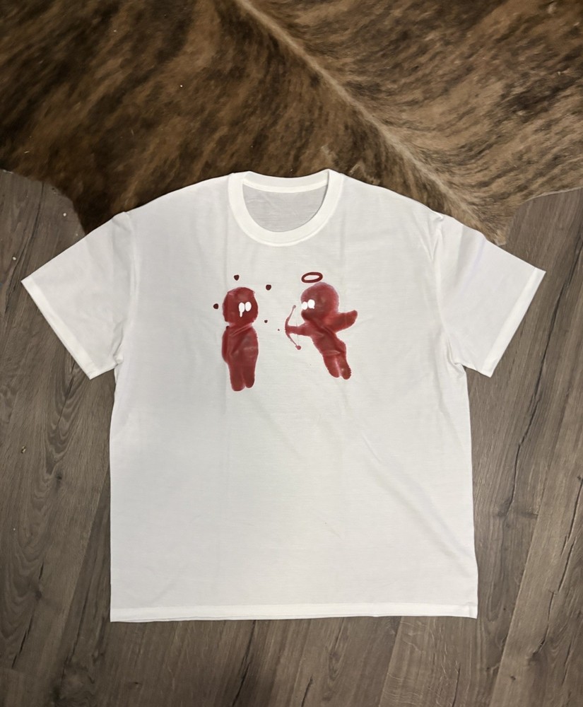 Cute Red Angel Devil Cherub Graphic T-Shirt White Unisex Valentine Love Tee
