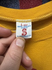 Vintage Soffe 1980 Graphic T Shirt Single Stitch BSC College L 80s