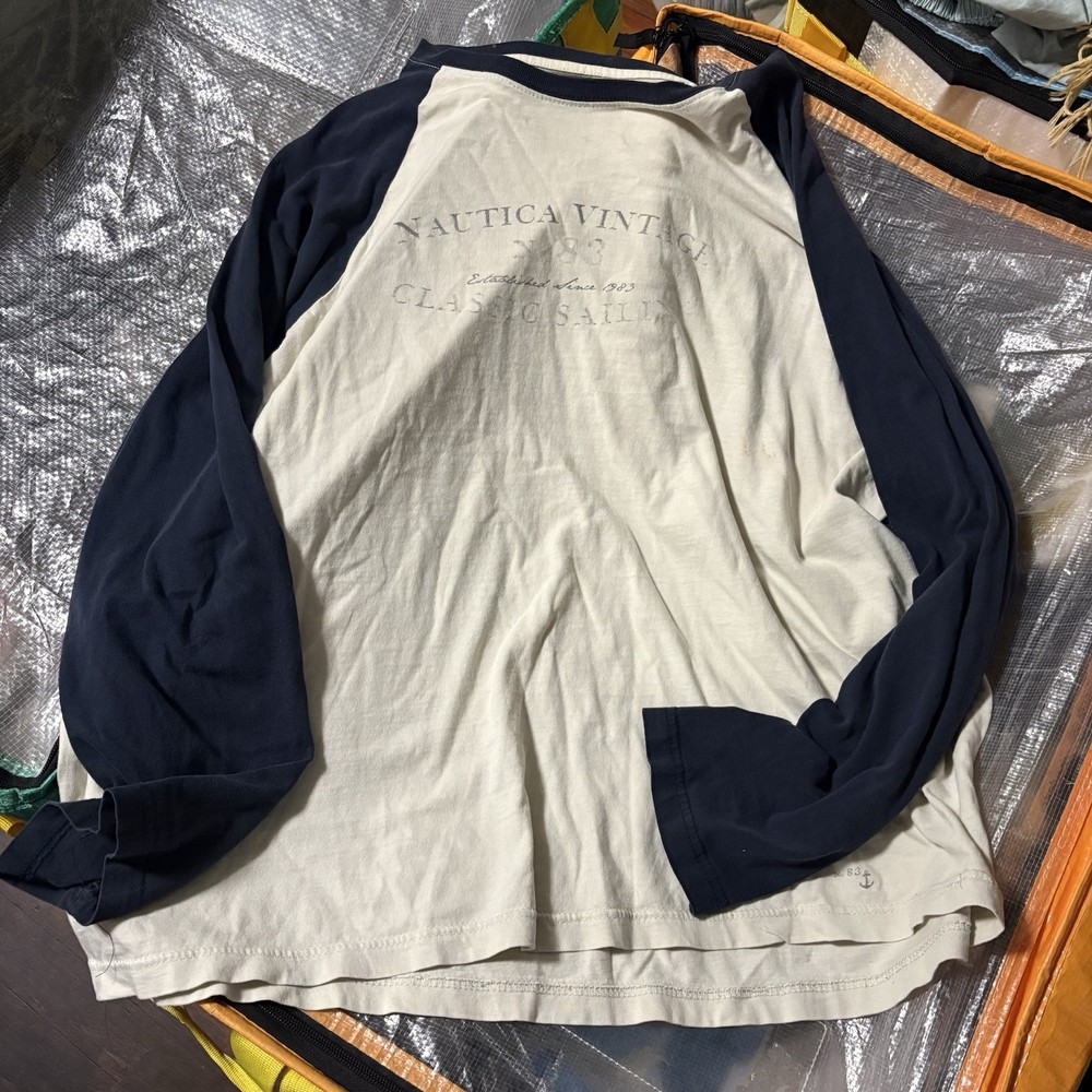 Nautica Vintage Classic Sailing Raglan Long Sleeve Shirt XL