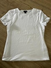 Halogen White Short Sleeve Crew Neck T-Shirt Womens Size Medium Stretch Tee