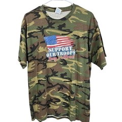 Port & Company Mens Camo Support Our Troops Five Star Dive Bar T-Shirt Large