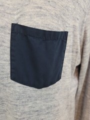Vince Henley Tee T-Shirt Men’s Light Gray Heather Contrast Black Pocket Large